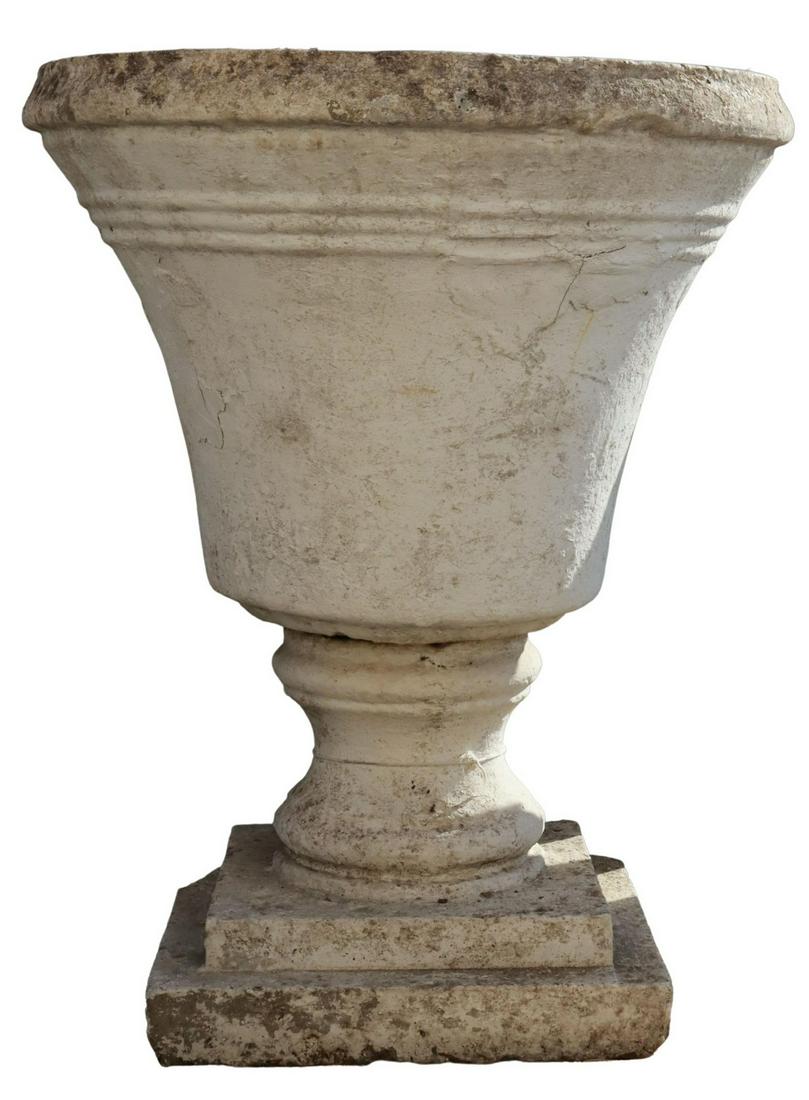 LARGE CAST STONE CAMPANA-FORM URN, 39.5"H (1 of 2)