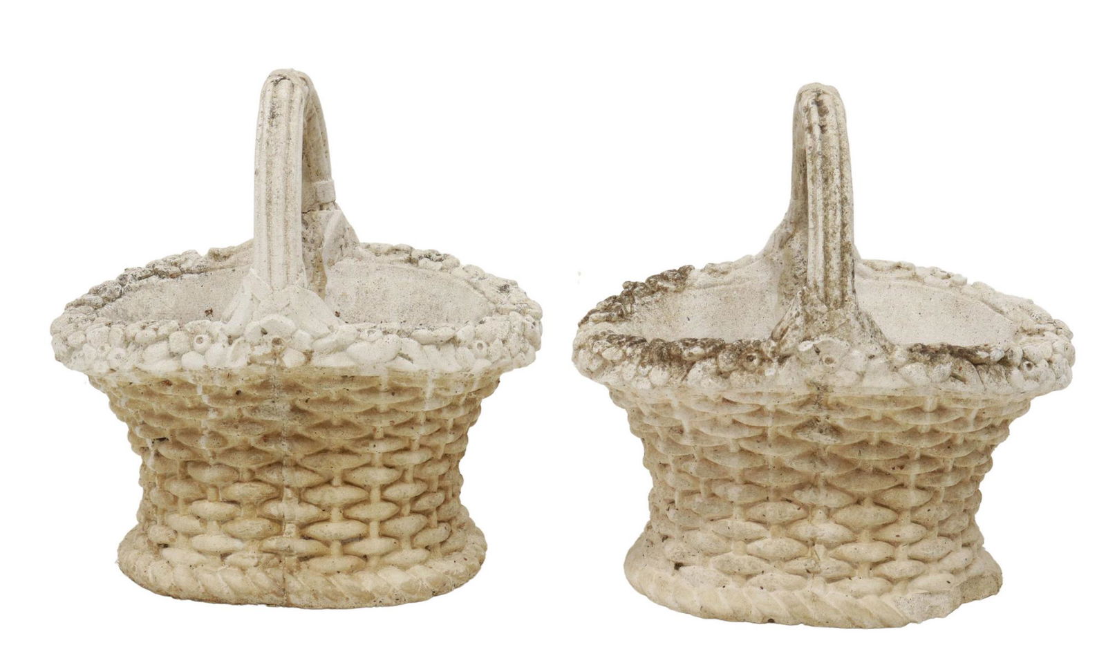 (2) FRENCH CAST STONE BASKETS W/ FOLIATE RIM (1 of 3)