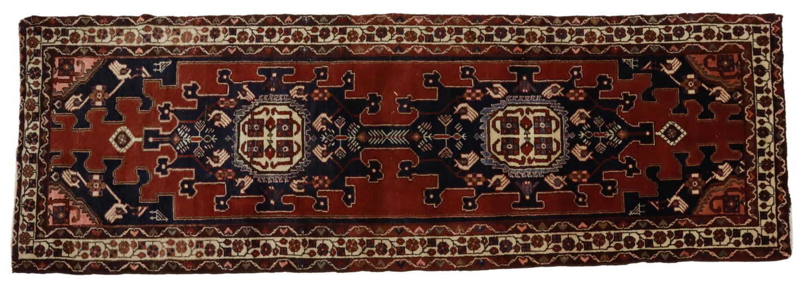 HAND-TIED PERSIAN HAMADAN RUNNER, 9'8" X 3'5" (1 of 3)