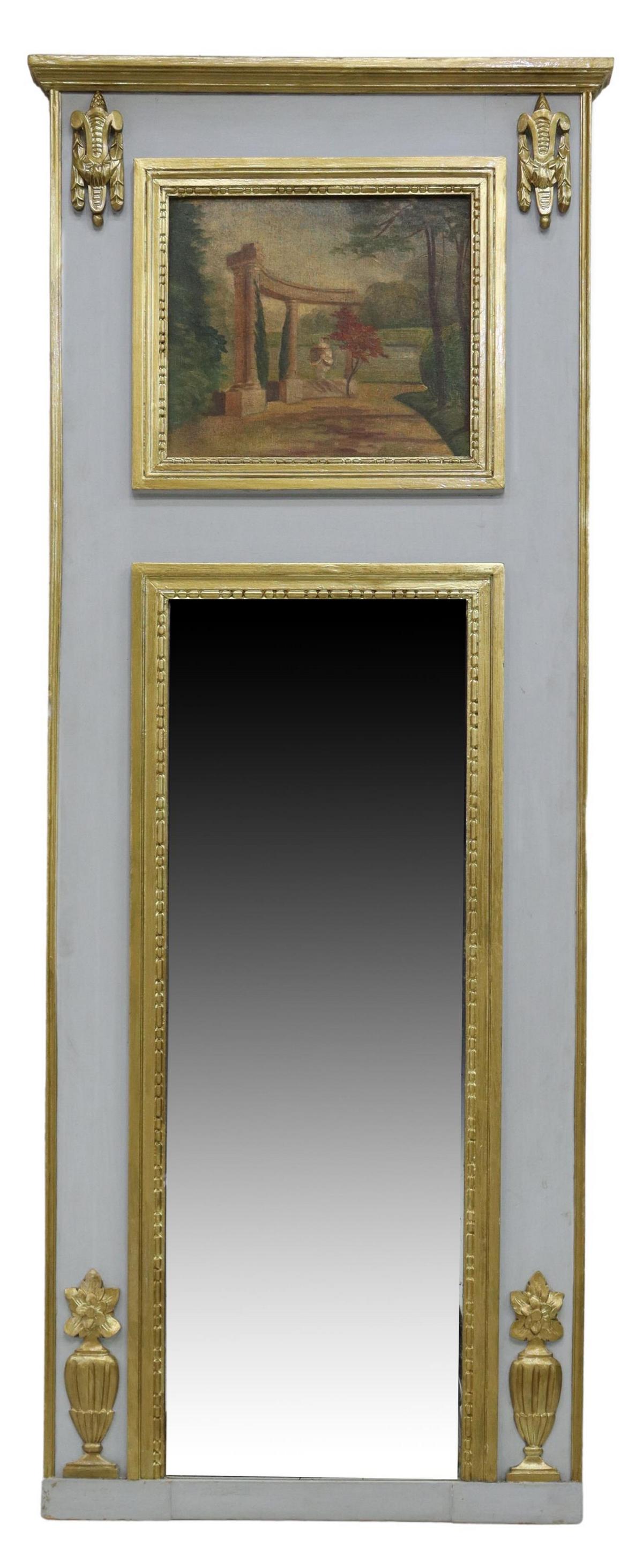 FRENCH LOUIS XVI STYLE PARCEL GILT TRUMEAU MIRROR (1 of 4)