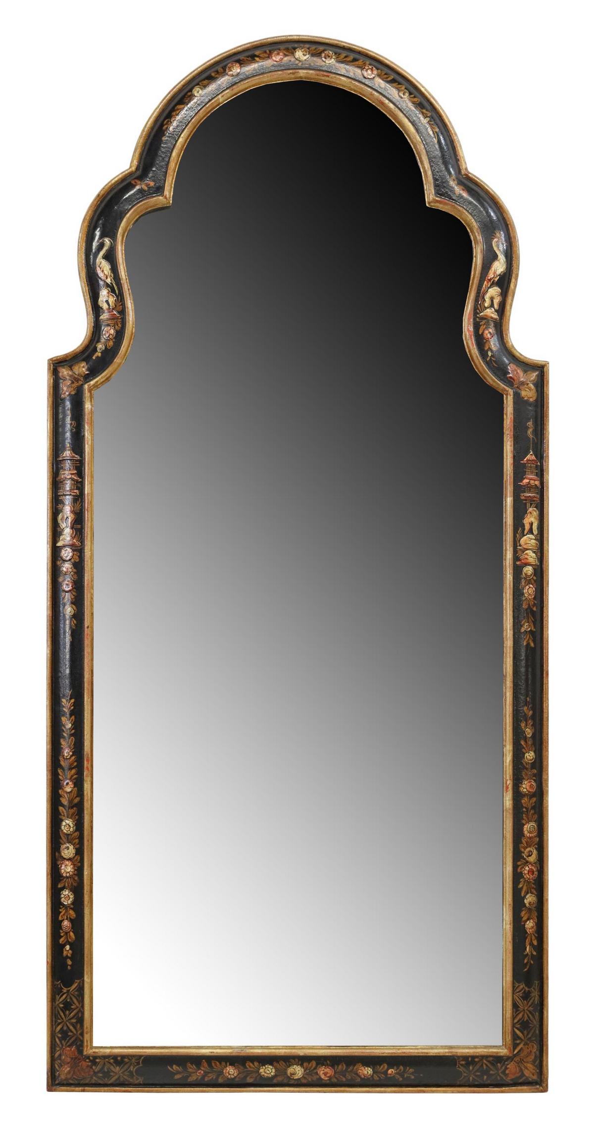 CHINOISERIE BLACK LACQUER & PARCEL-GILT MIRROR (1 of 3)