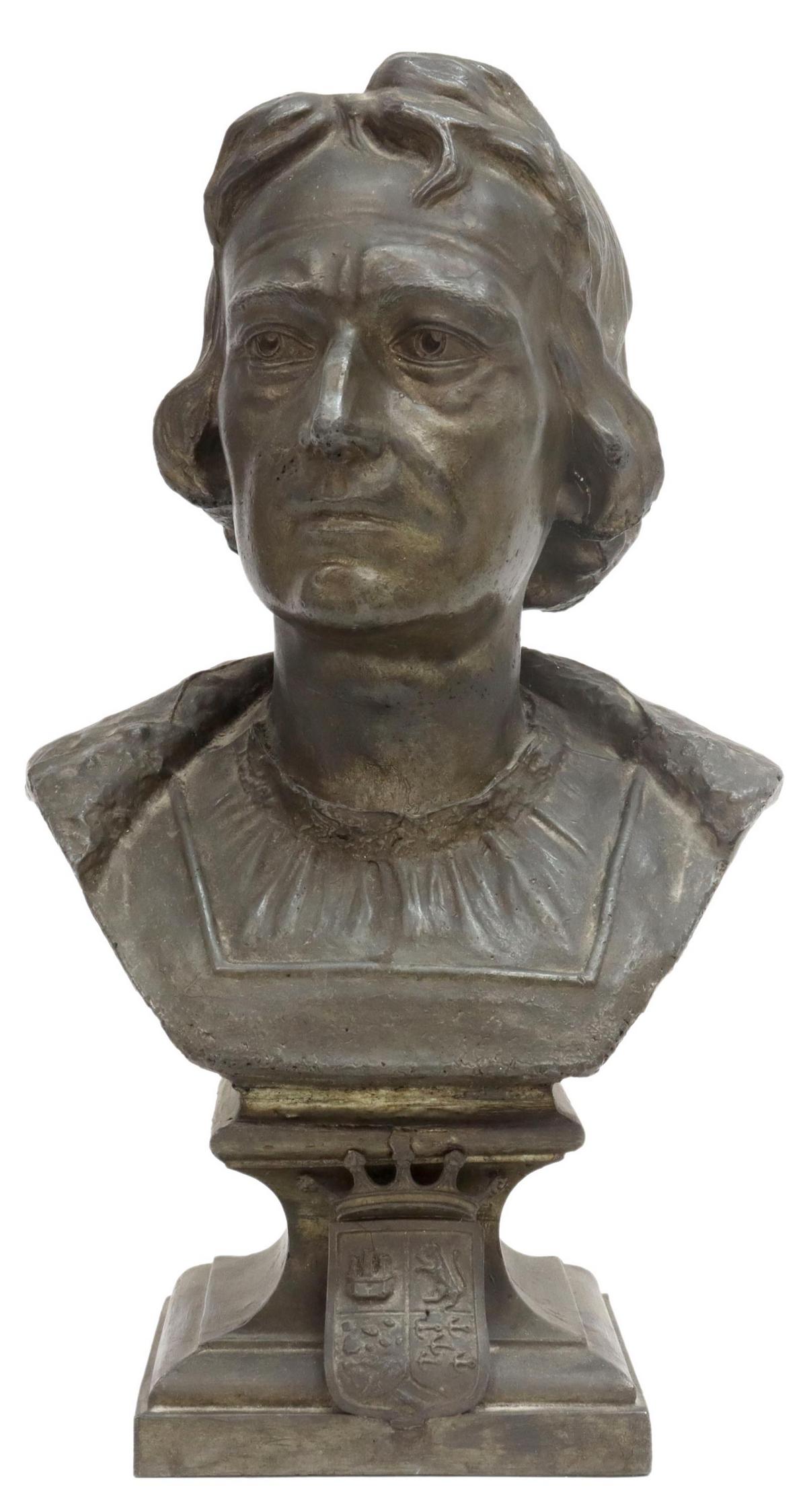 PATINATED METAL BUST OF CHRISTOPHER COLUMBUS (1 of 6)