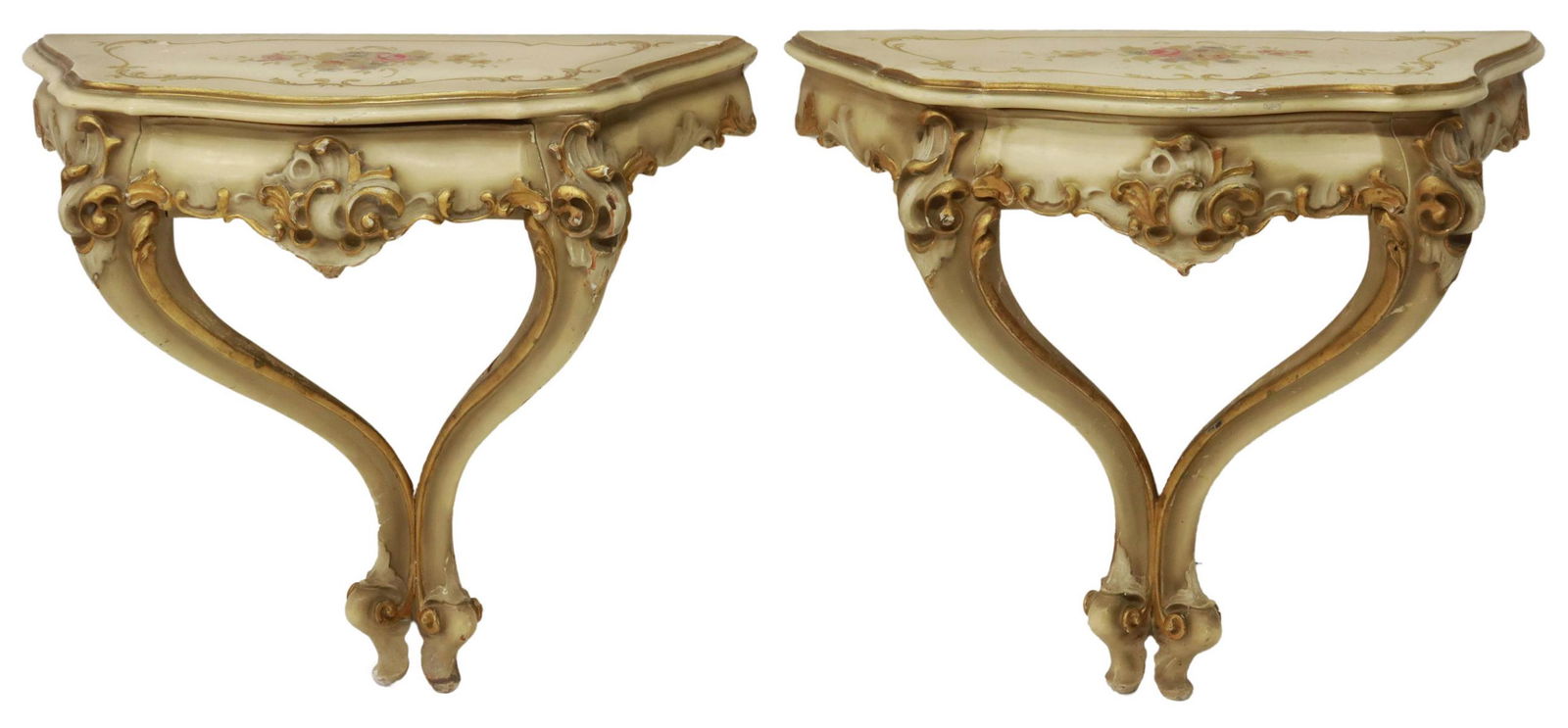 (2) VENETIAN PARCEL GILT & PAINTED WALL BRACKETS (1 of 4)