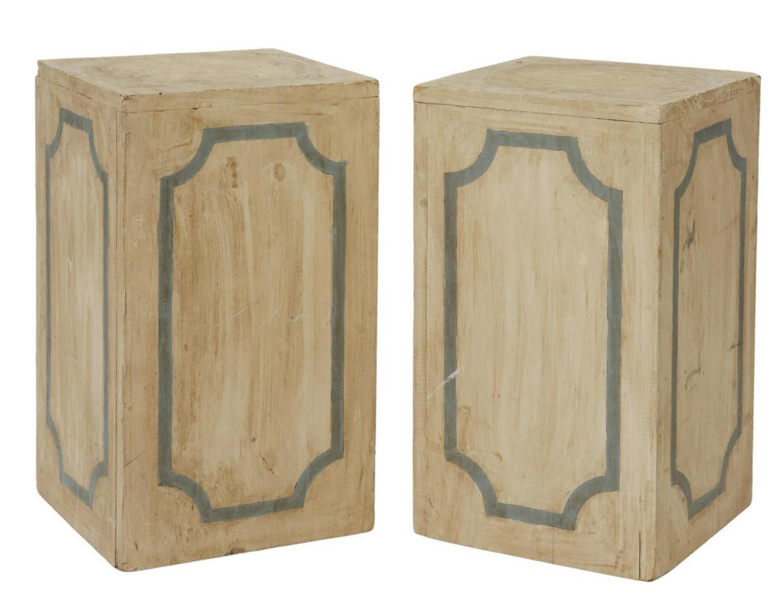 (2) FRENCH PAINT DECORATED WOOD PEDESTALS PLINTHS (1 of 4)