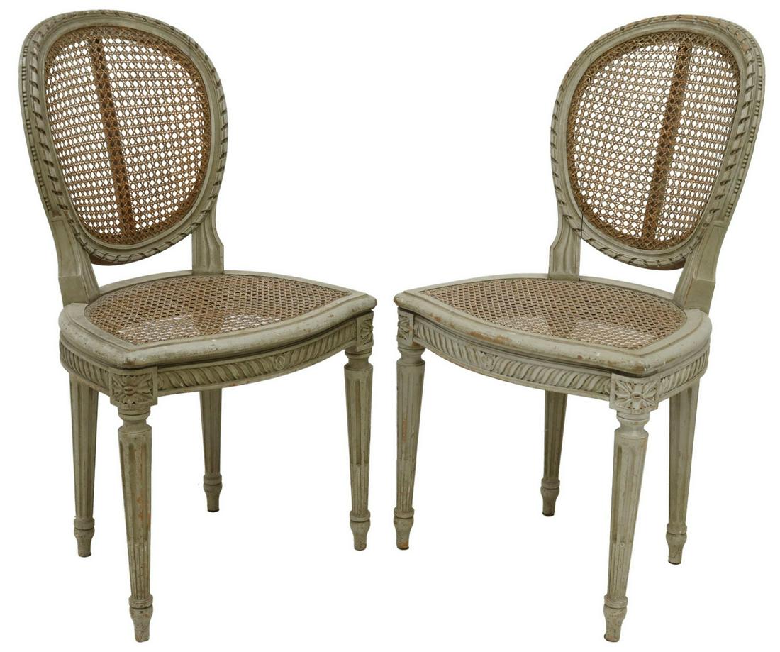 (2) FRENCH LOUIS XVI STYLE PAINTED SIDE CHAIRS (1 of 3)