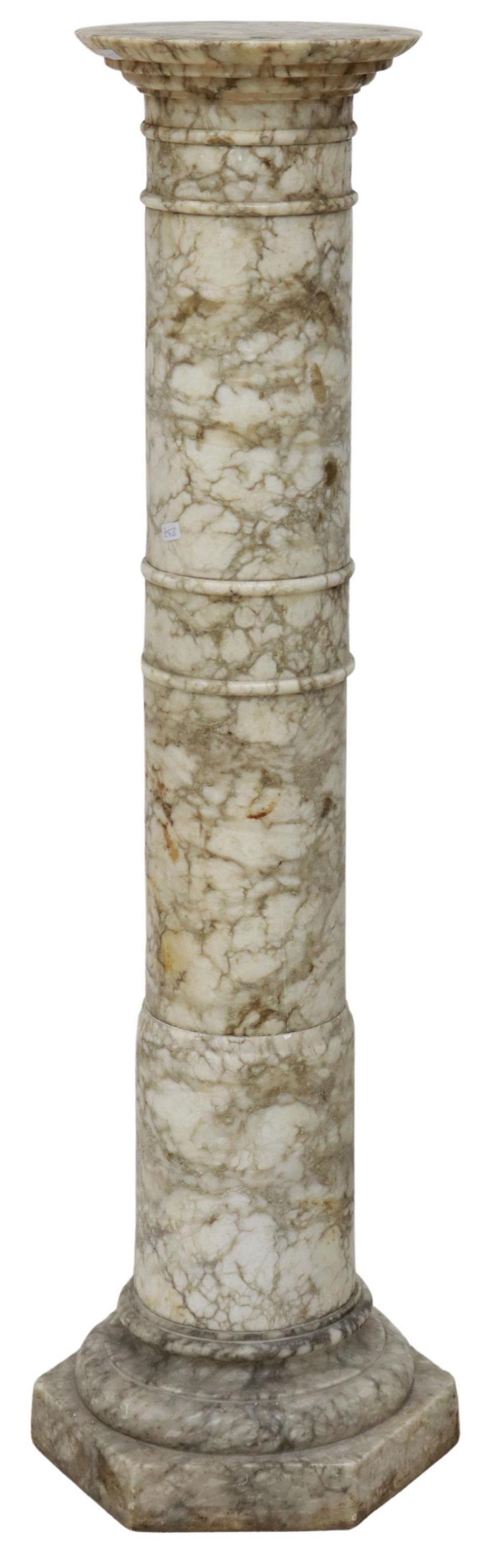 ITALIAN ALABASTER COLUMN PEDESTAL PLANT STAND (1 of 2)