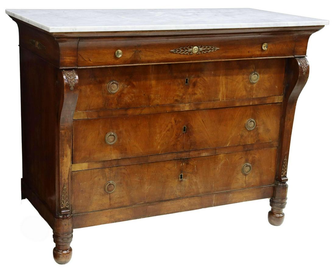 FRENCH EMPIRE STYLE MARBLE-TOP COMMODE, 19TH C. (1 of 5)