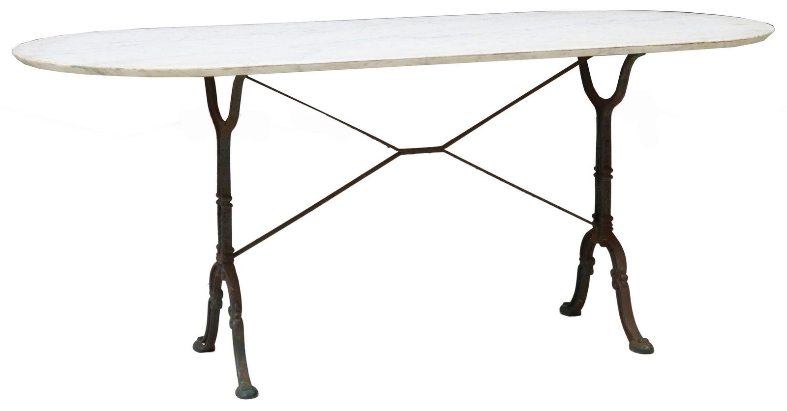 FRENCH MARBLE-TOP CAST IRON BISTRO TABLE (1 of 4)