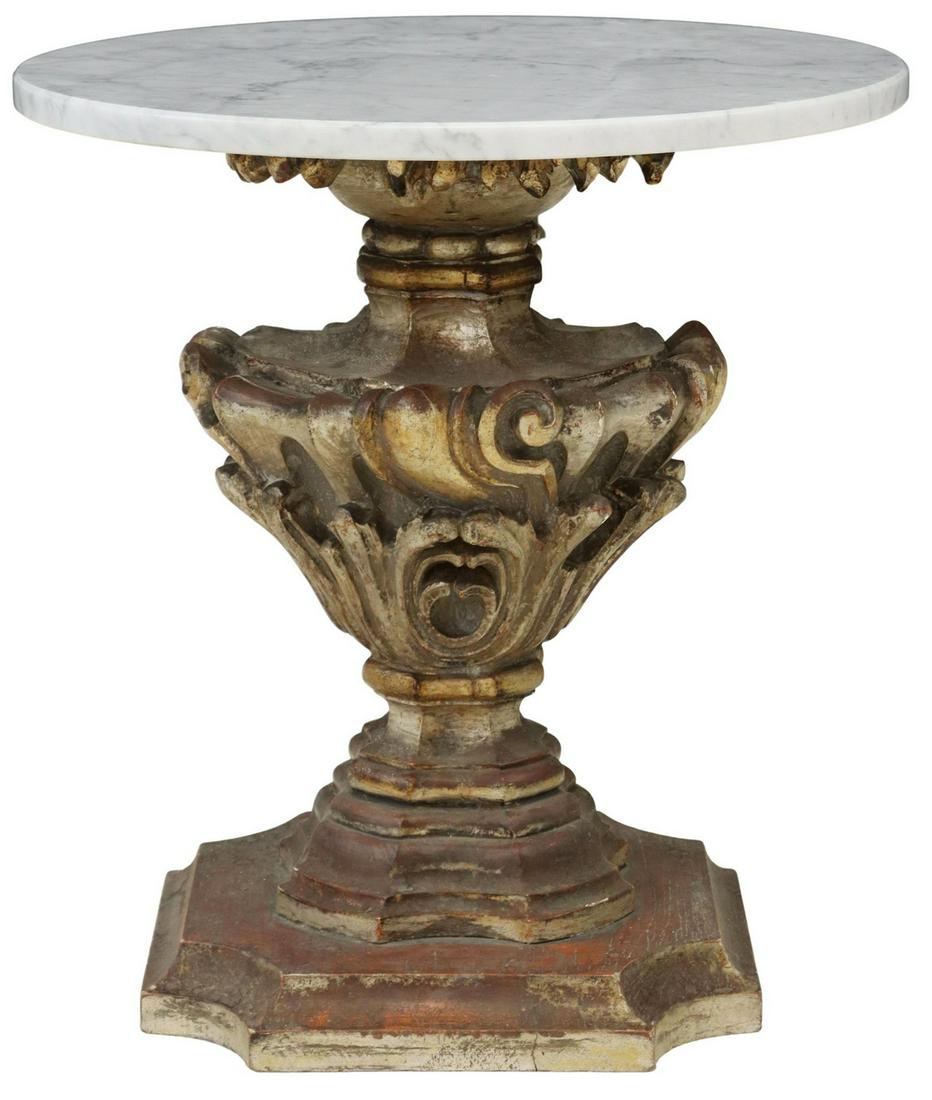 ITALIAN BAROQUE STYLE MARBLE-TOP OCCASSIONAL TABLE (1 of 3)