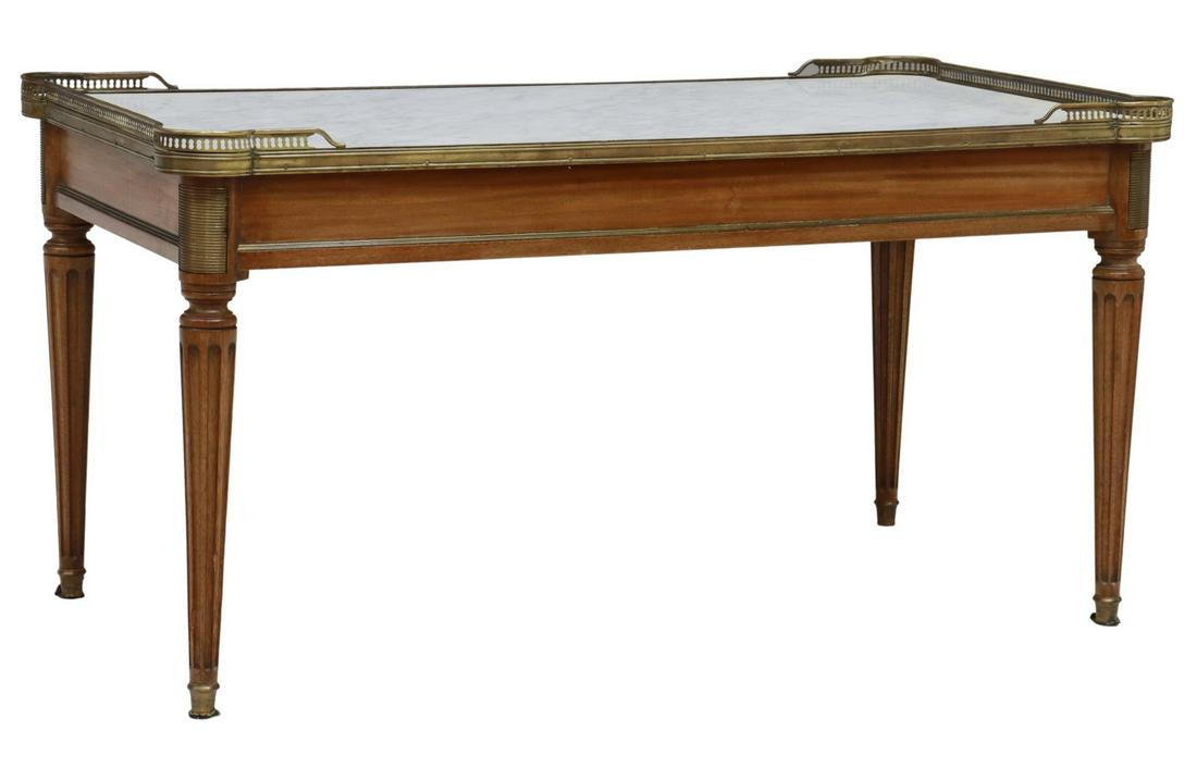 FRENCH LOUIS XVI STYLE MARBLE-TOP COFFEE TABLE (1 of 4)