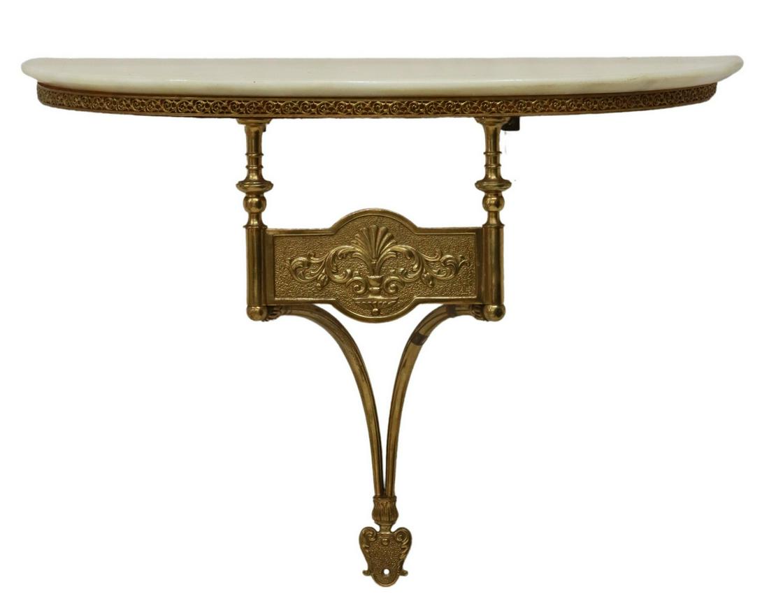 ITALIAN MARBLE-TOP GILT METAL WALL BRACKET (1 of 3)