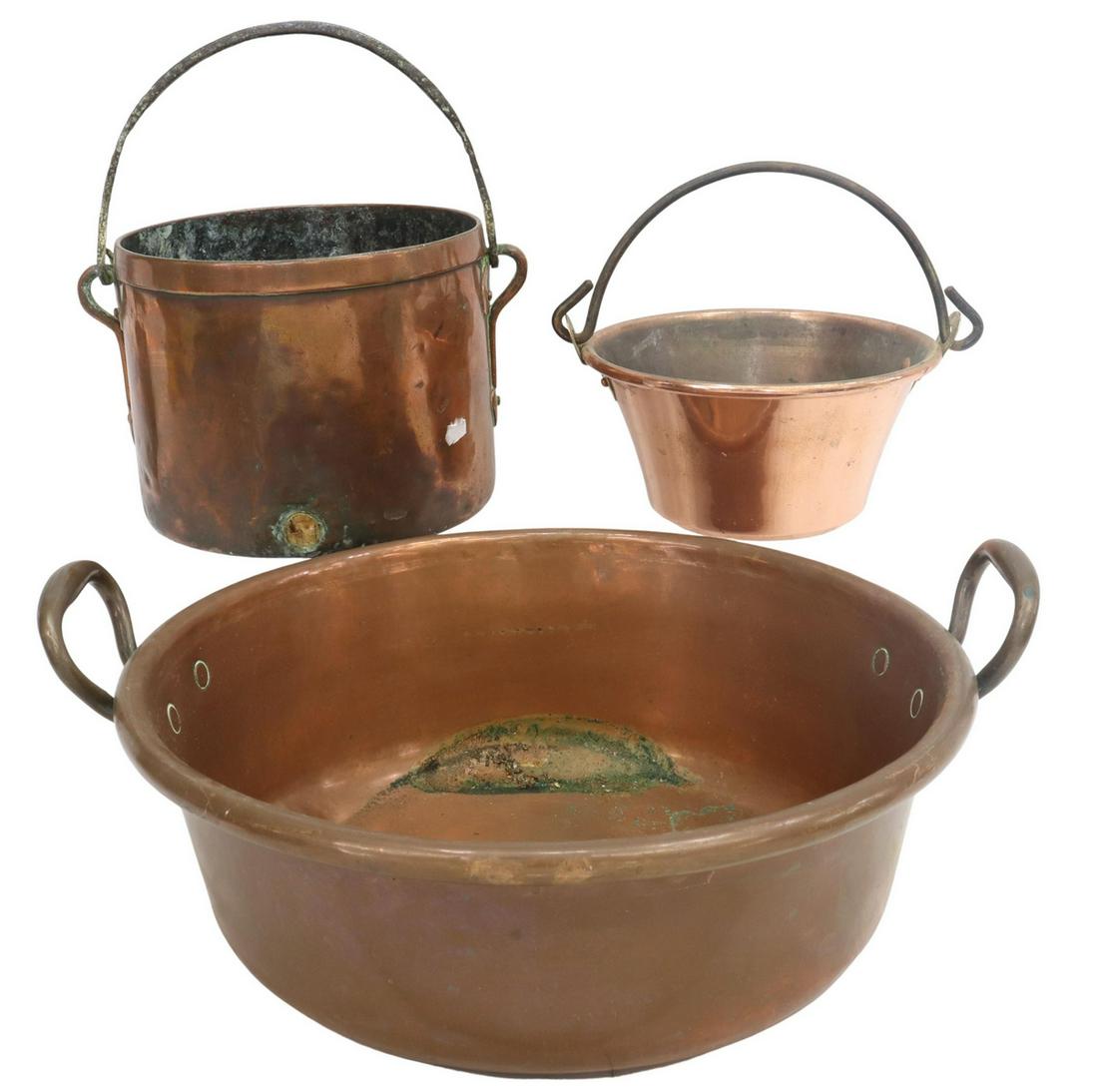 (3) FRENCH COPPER KITCHENWARE POTS (1 of 4)