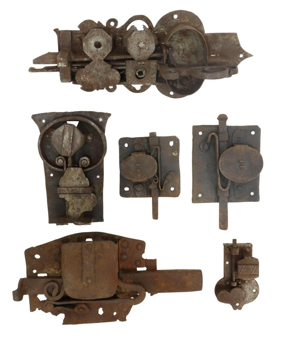 (6) FRENCH WROUGHT IRON LOCKS, 18TH & 19TH C. (1 of 6)