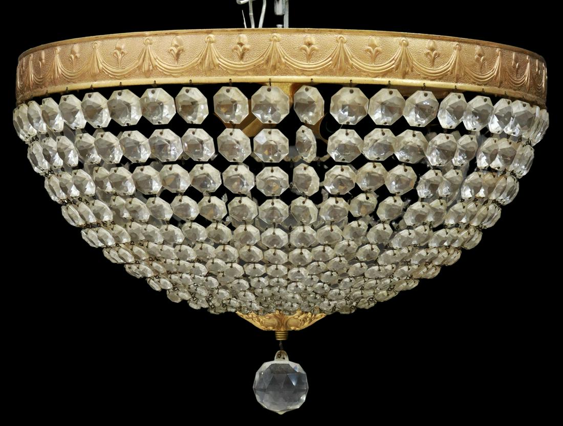 EMPIRE STYLE CEILING MOUNT CRYSTAL SWAG CHANDELIER (1 of 2)