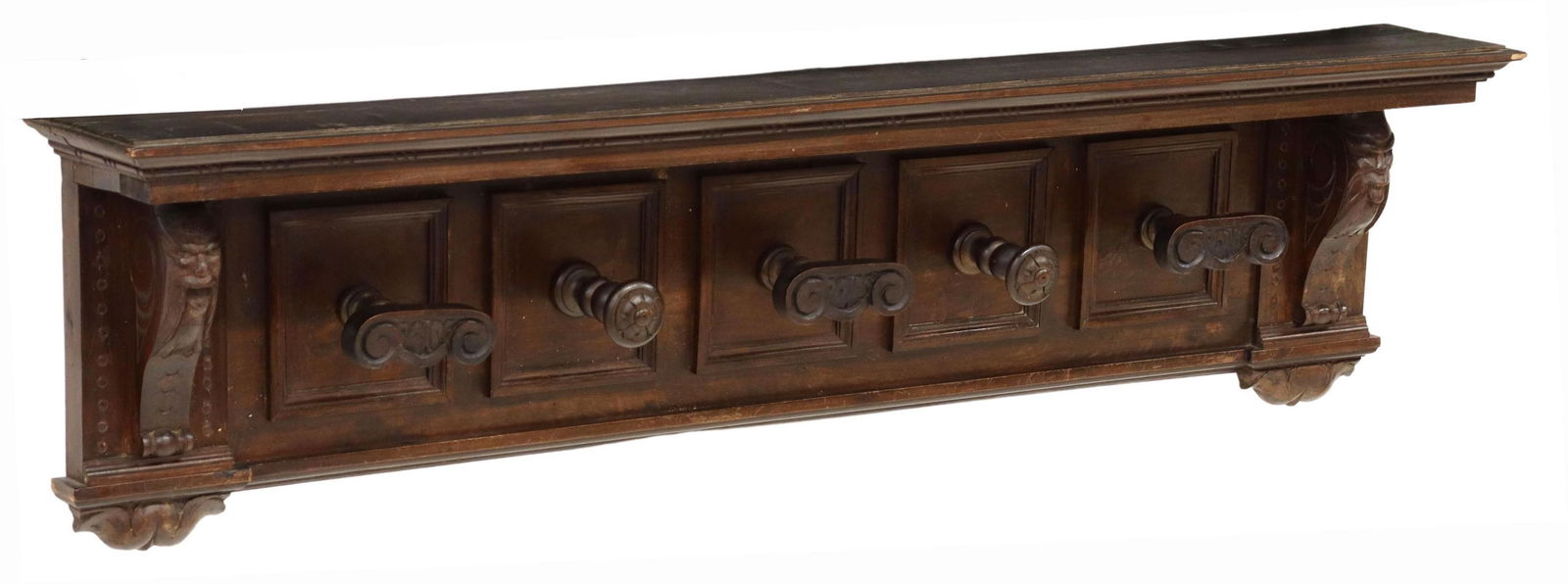 ITALIAN RENAISSANCE REVIVAL WALNUT COAT HAT RACK (1 of 4)