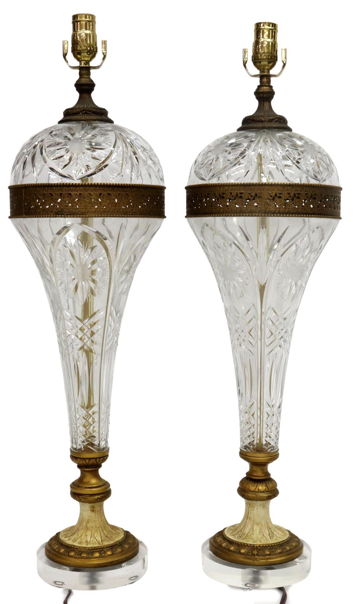 (2) MOLDED & CUT-GLASS SINGLE-LIGHT TABLE LAMPS (1 of 3)