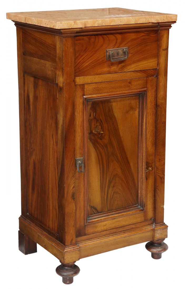 ITALIAN MARBLE-TOP FIGURED BEDSIDE CABINET (1 of 6)