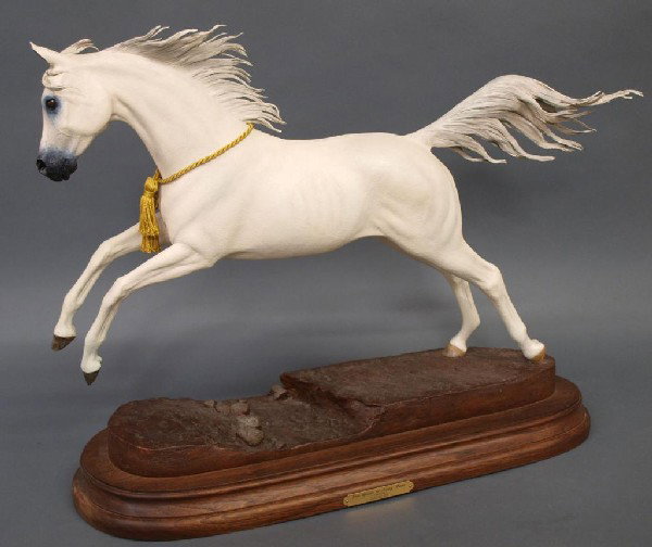 BRONZE, FREE SPIRITS AT NOISY WATER, DAVE MCGARY: Bronze sculpture with patina and paint, "Free Spirits at Noisy Water (Arabian)", by Dave McGary, mounted on a rotating base with title tag, minor loss to tip of mane, 18.5"h, 24"l, 36lbs