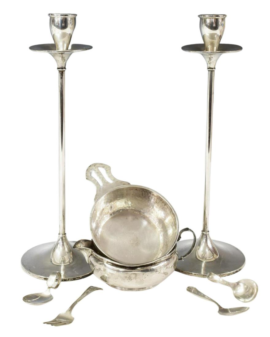 (8) STERLING SILVER ITEMS, CANDLESTICKS, 7.840ZT (1 of 8)