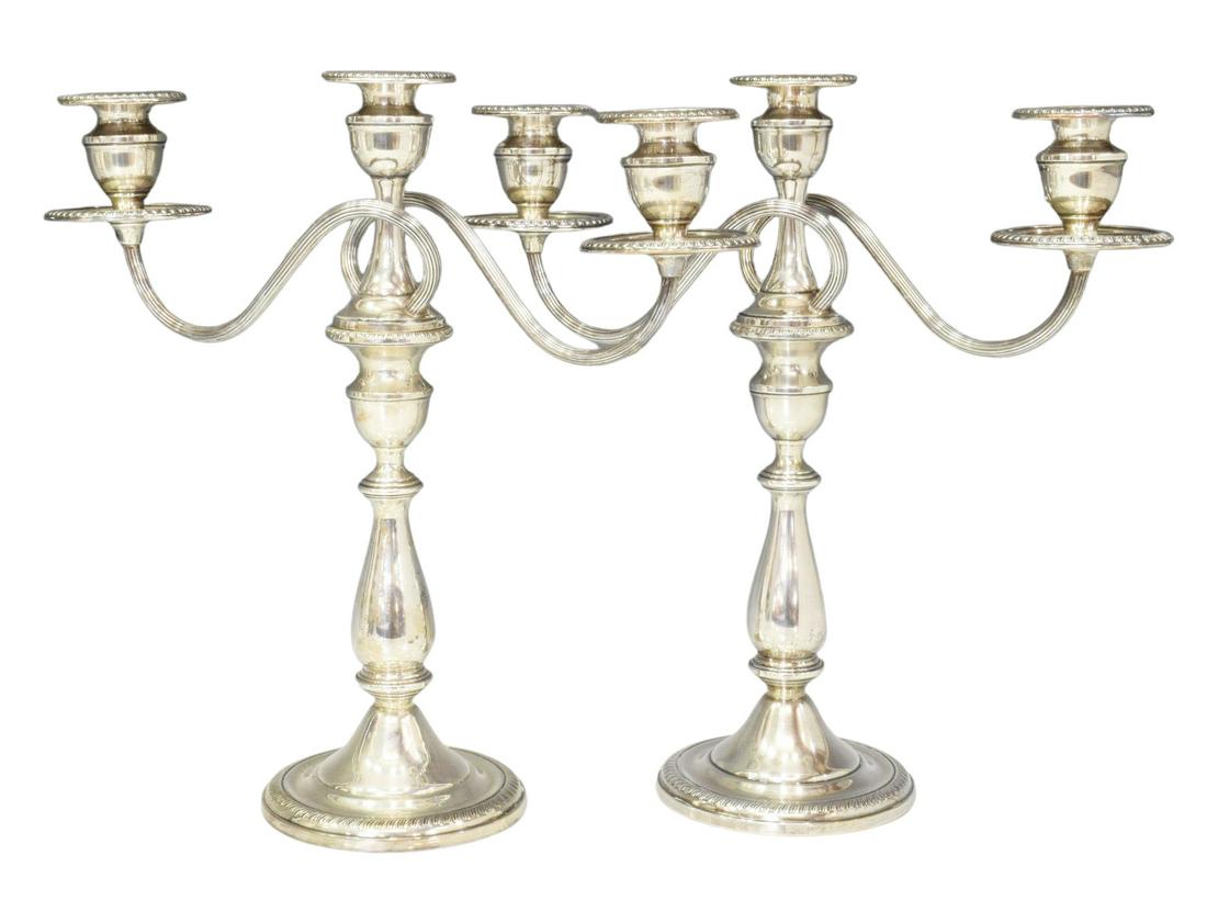 2) KMK WEIGHTED STERLING SILVER 3-LIGHT CANDELABRA (1 of 2)