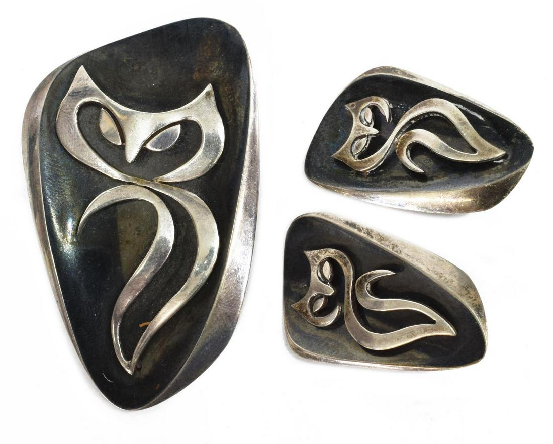 (LOT) ENRIQUE LEDESMA (D.1979) SIVLER OWL JEWELRY (1 of 5)