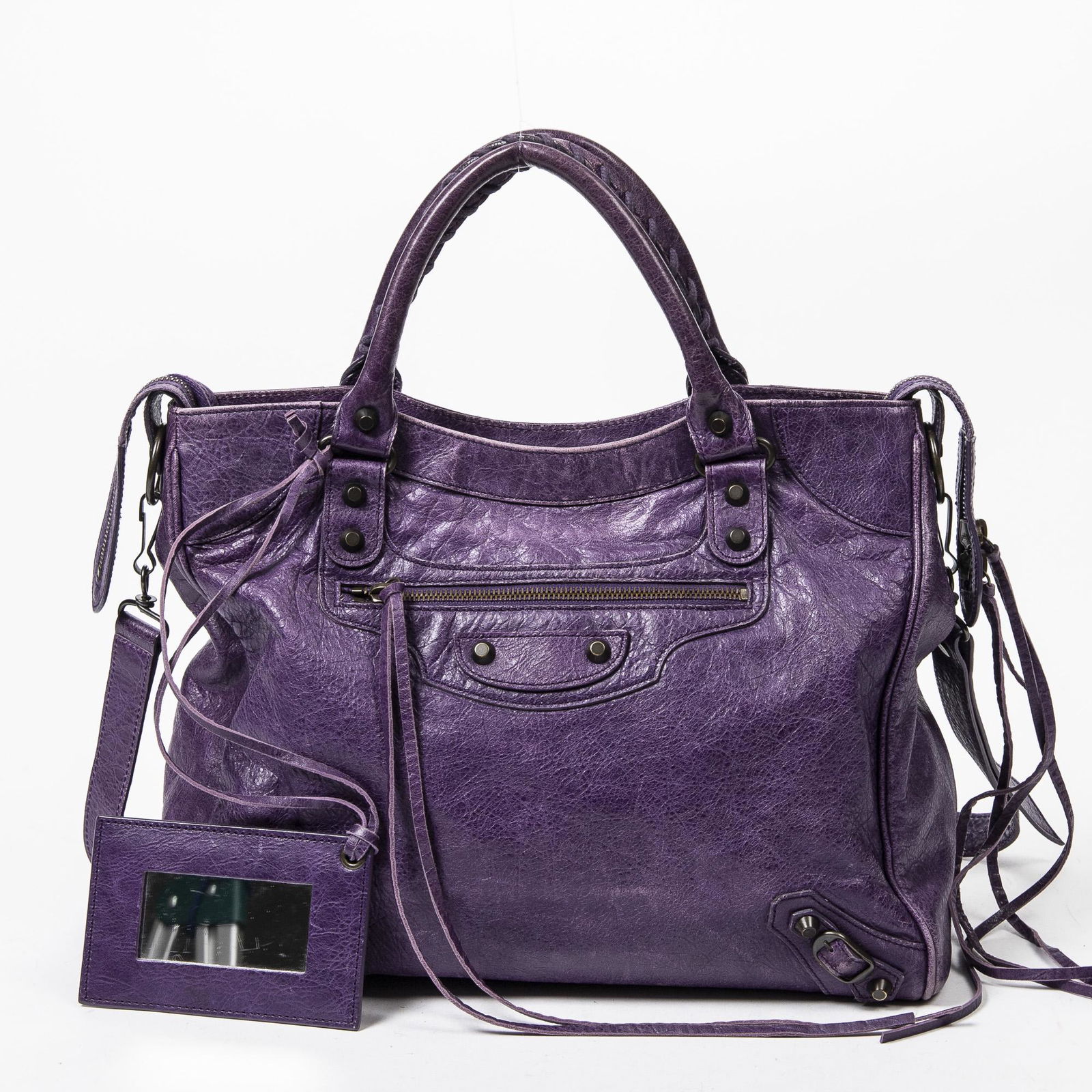 BALENCIAGA 'MOTOCROSS CLASSIC VELO' PURPLE BAG (1 of 9)