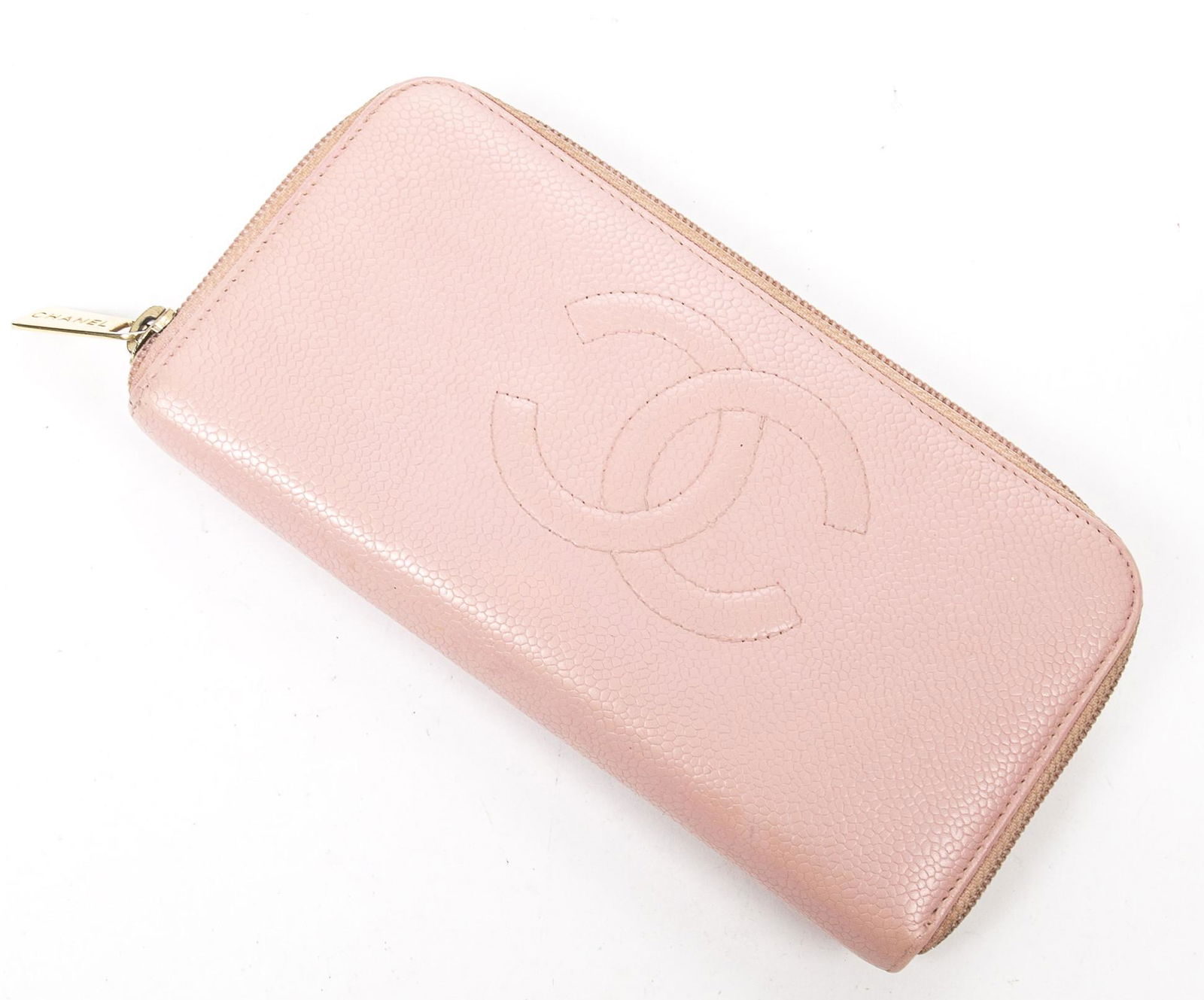 CHANEL CC ZIP AROUND PINK CAVIAR LEATHER WALLET (1 of 3)