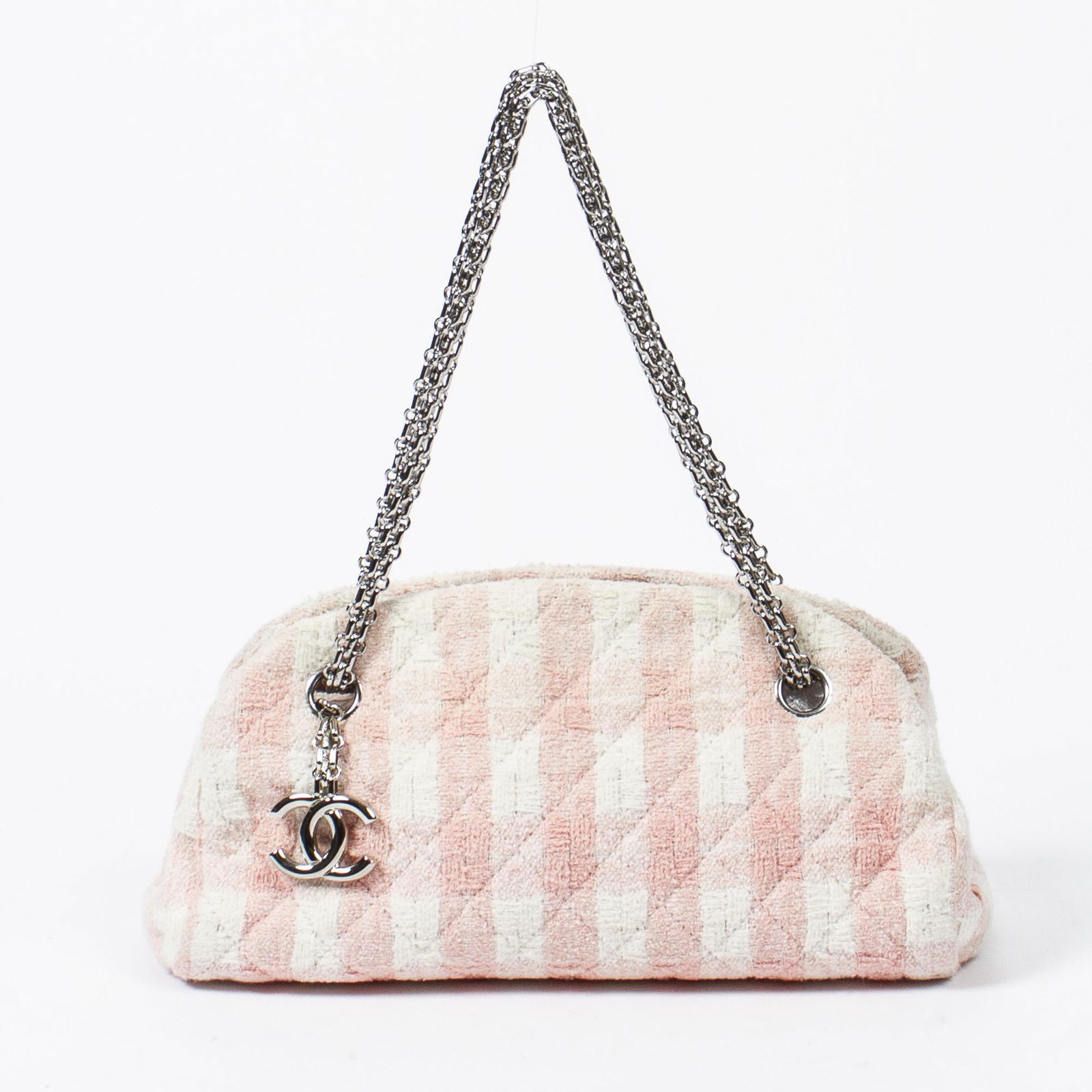 CHANEL 'MADEMOISELLE' BOWLER BAG PINK & WHITE (1 of 7)