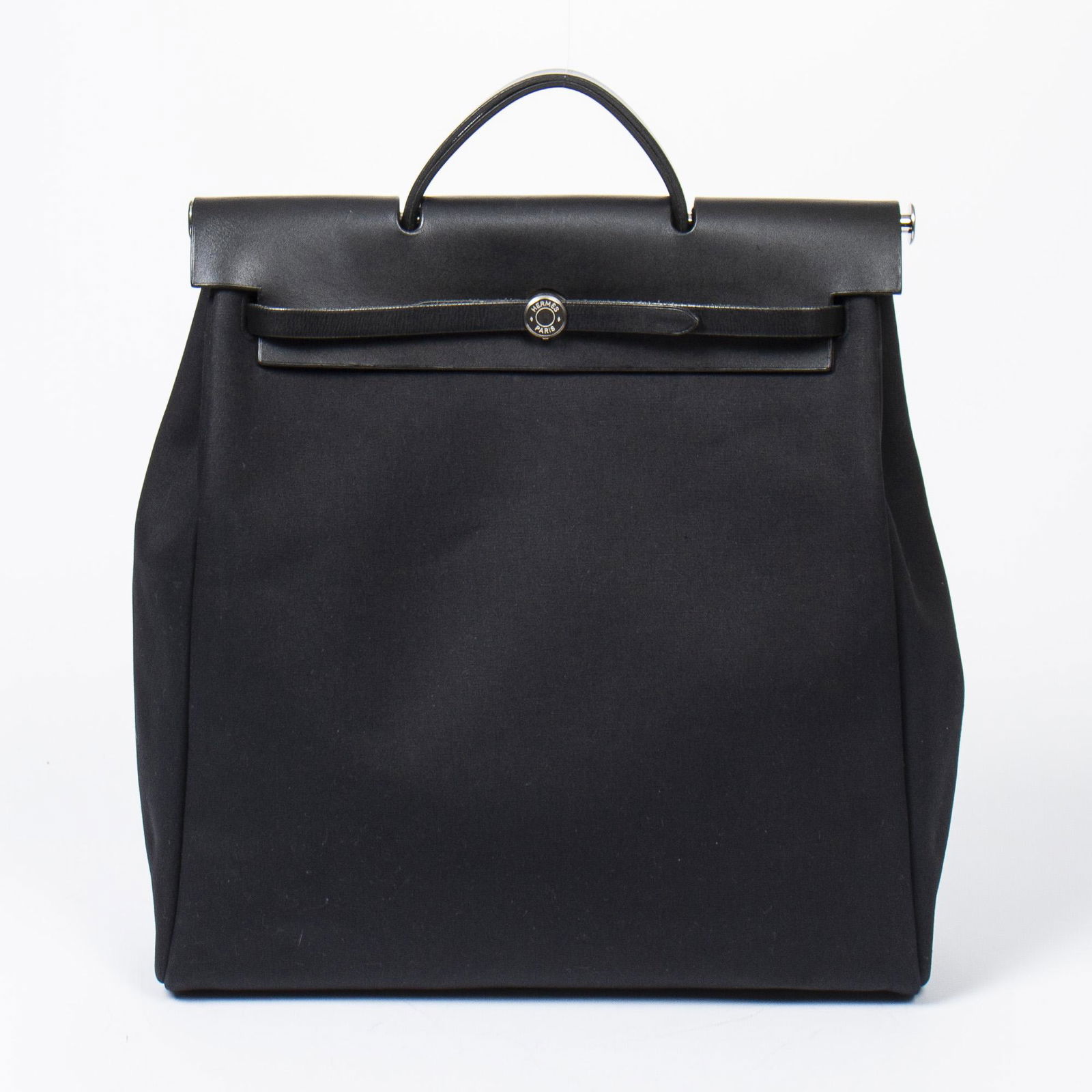 HERMES 'HERBAG GM' BLACK CANVAS 18"H X 17.5"W (1 of 8)
