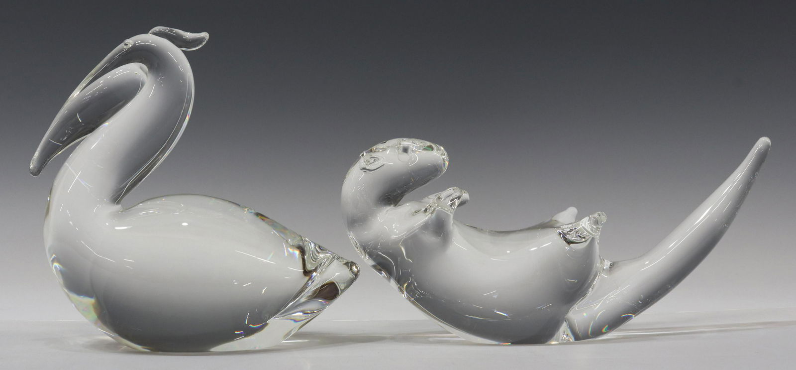 2) STEUBEN COLORLESS ART GLASS ANIMAL PAPERWEIGHTS (1 of 4)
