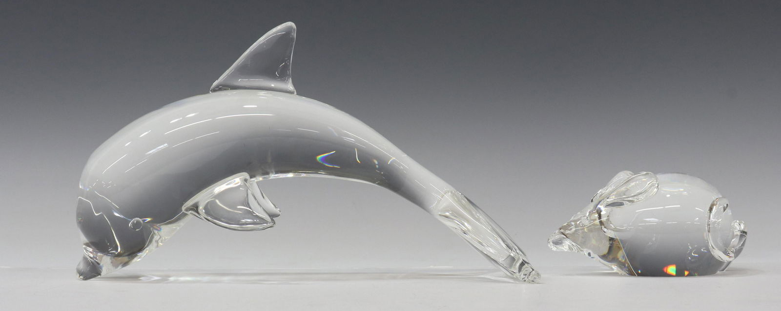 2) STEUBEN COLORLESS ART GLASS ANIMAL PAPERWEIGHTS (1 of 3)