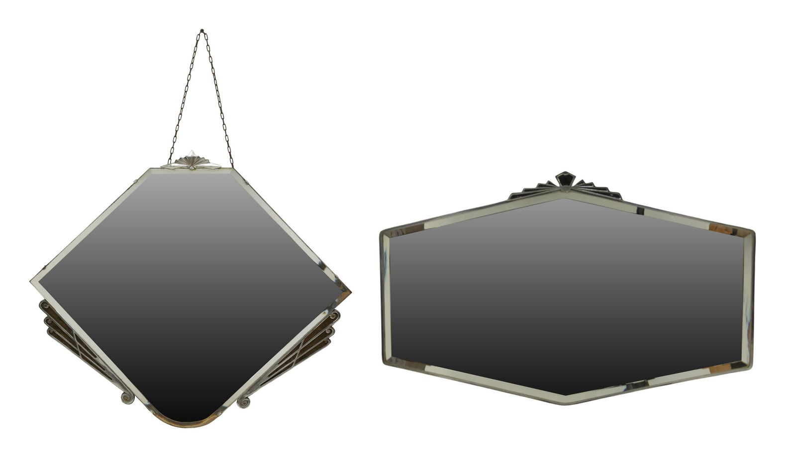 (2) ART DECO SHAPED HANGING MIRRORS (1 of 3)