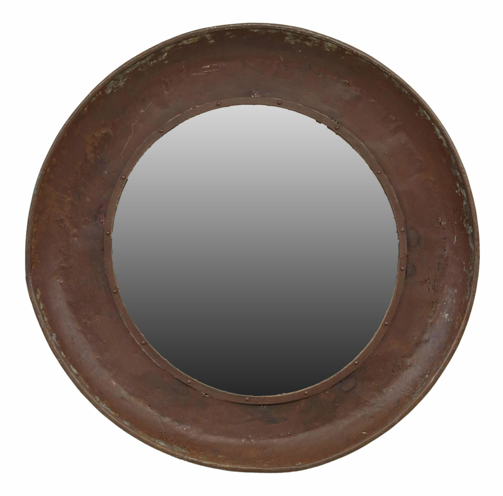 LARGE INDUSTRIAL STYLE IRON-FRAMED WALL MIRROR (1 of 3)