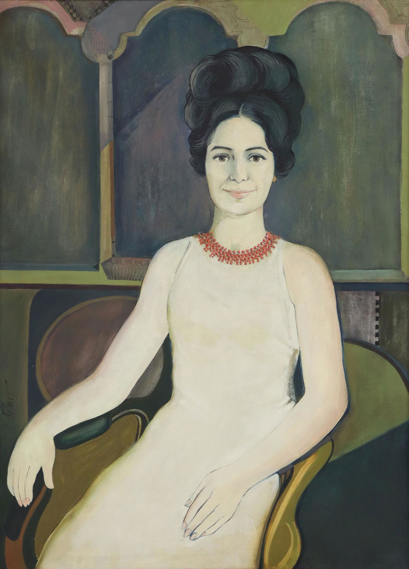 J. MARI OIL ON CANVAS PORTRAIT OF A WOMAN (1 of 4)