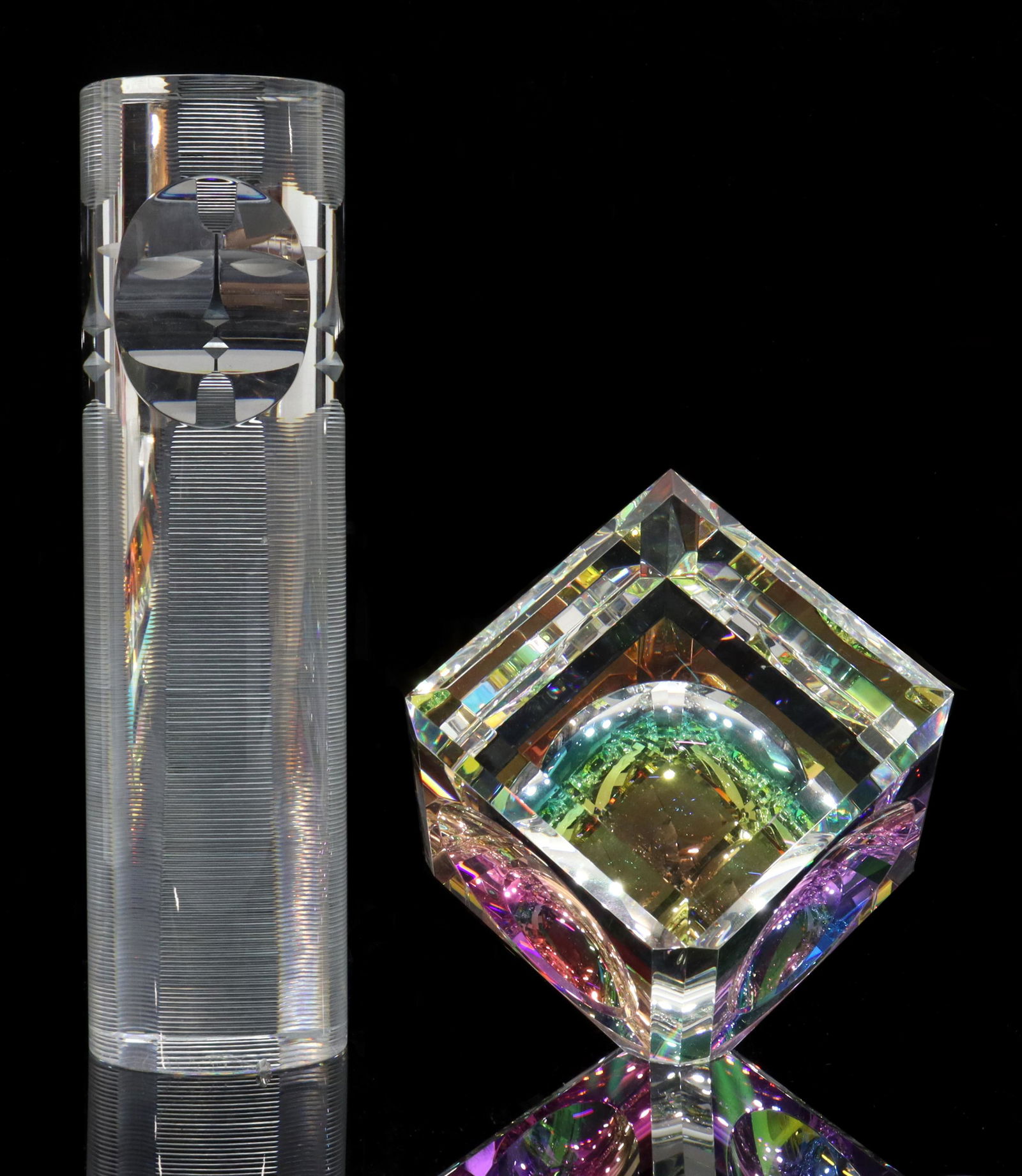 (2) HAROLD LUSTIG CUBE & FUMIO SASA FACE SCULPTURE (1 of 6)