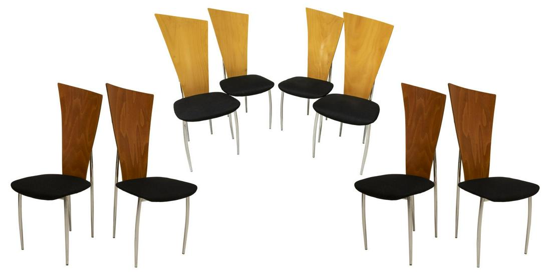 (8) ITALIAN MODERN LAMINATED WOOD & CHROMED CHAIRS (1 of 2)
