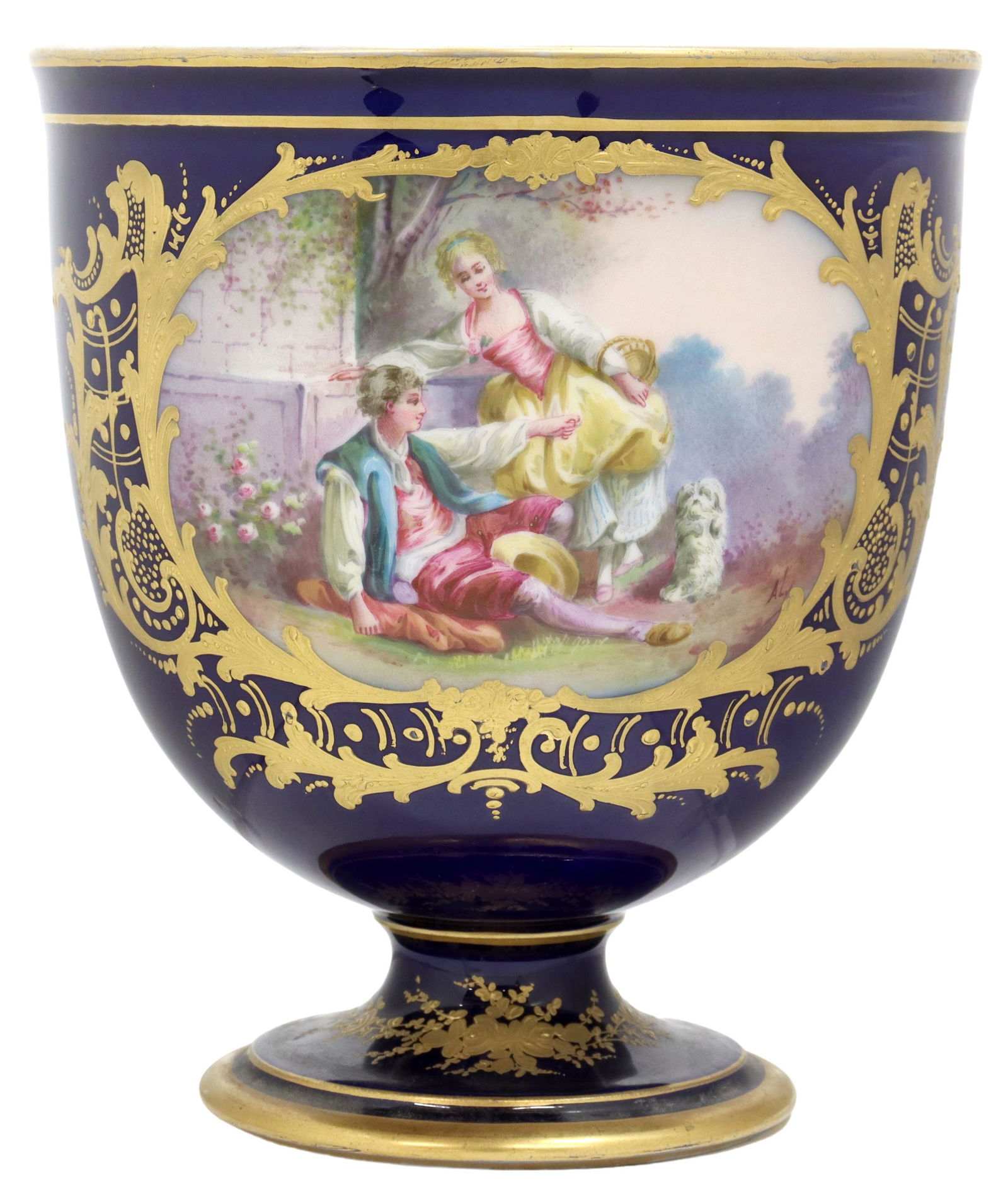 SEVRES STYLE CHALICE-FORM PORCELAIN VASE (1 of 4)