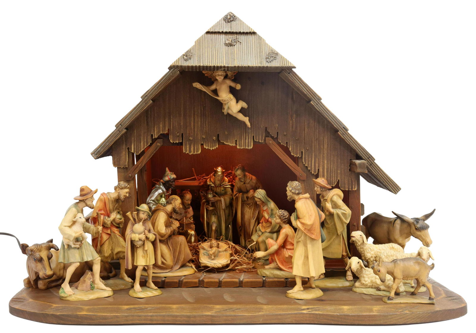 (21) LARGE ANRI PARCEL GILT CRECHE NATIVITY SCENE (1 of 8)