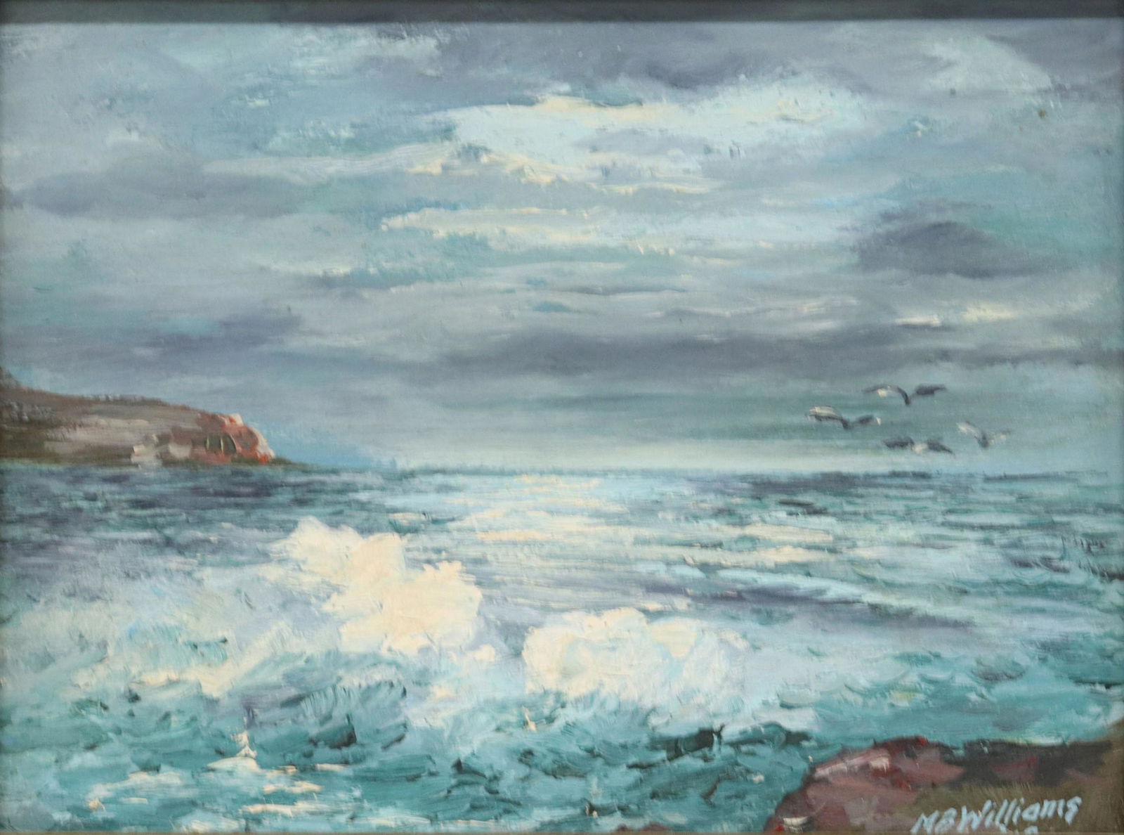 MB WILLIAMS OIL ON CANVAS BOARD SEASCAPE, 9" X 12" (1 of 4)