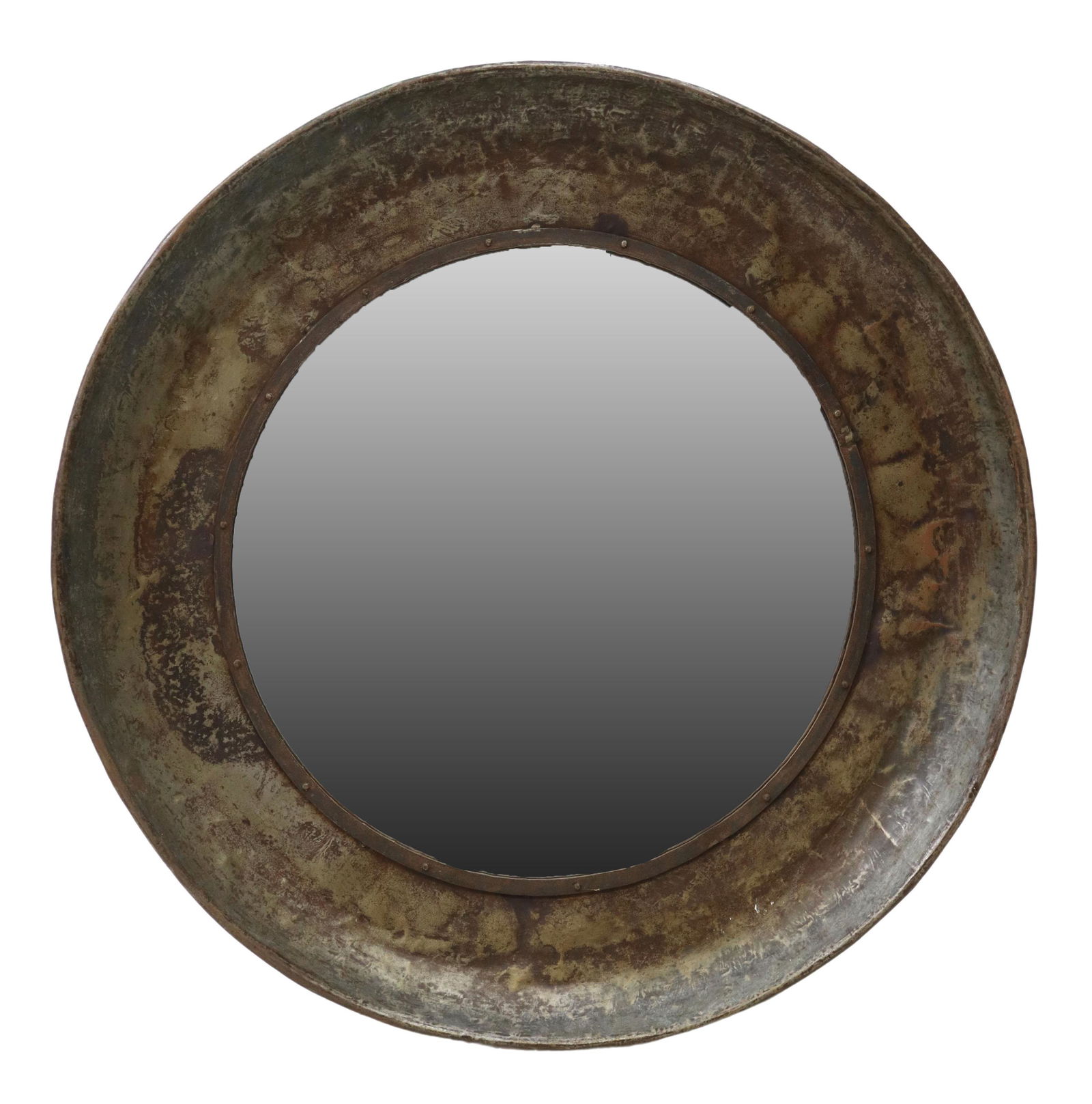 LARGE INDUSTRIAL STYLE IRON-FRAMED WALL MIRROR (1 of 3)