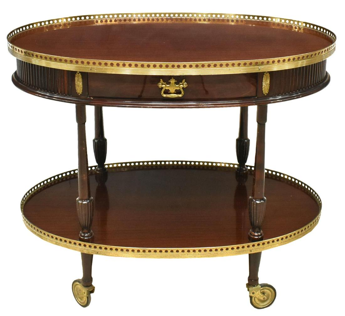 ITALIAN MAHOGANY TWO-TIER GALLERIED SERVICE CART (1 of 3)