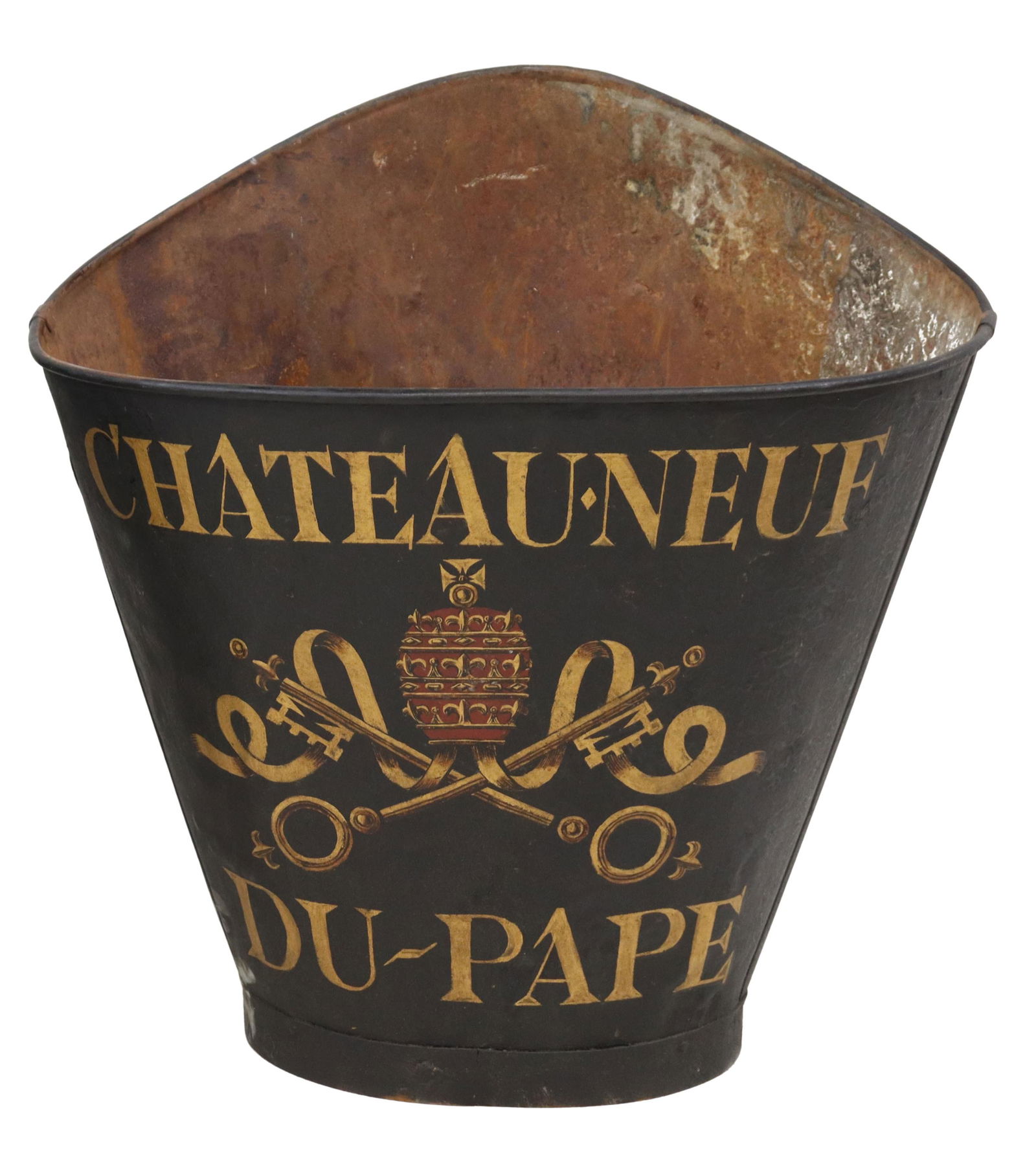 FRENCH VINEYARD PAINTED METAL GRAPE PICKER'S HOTTE (1 of 3)