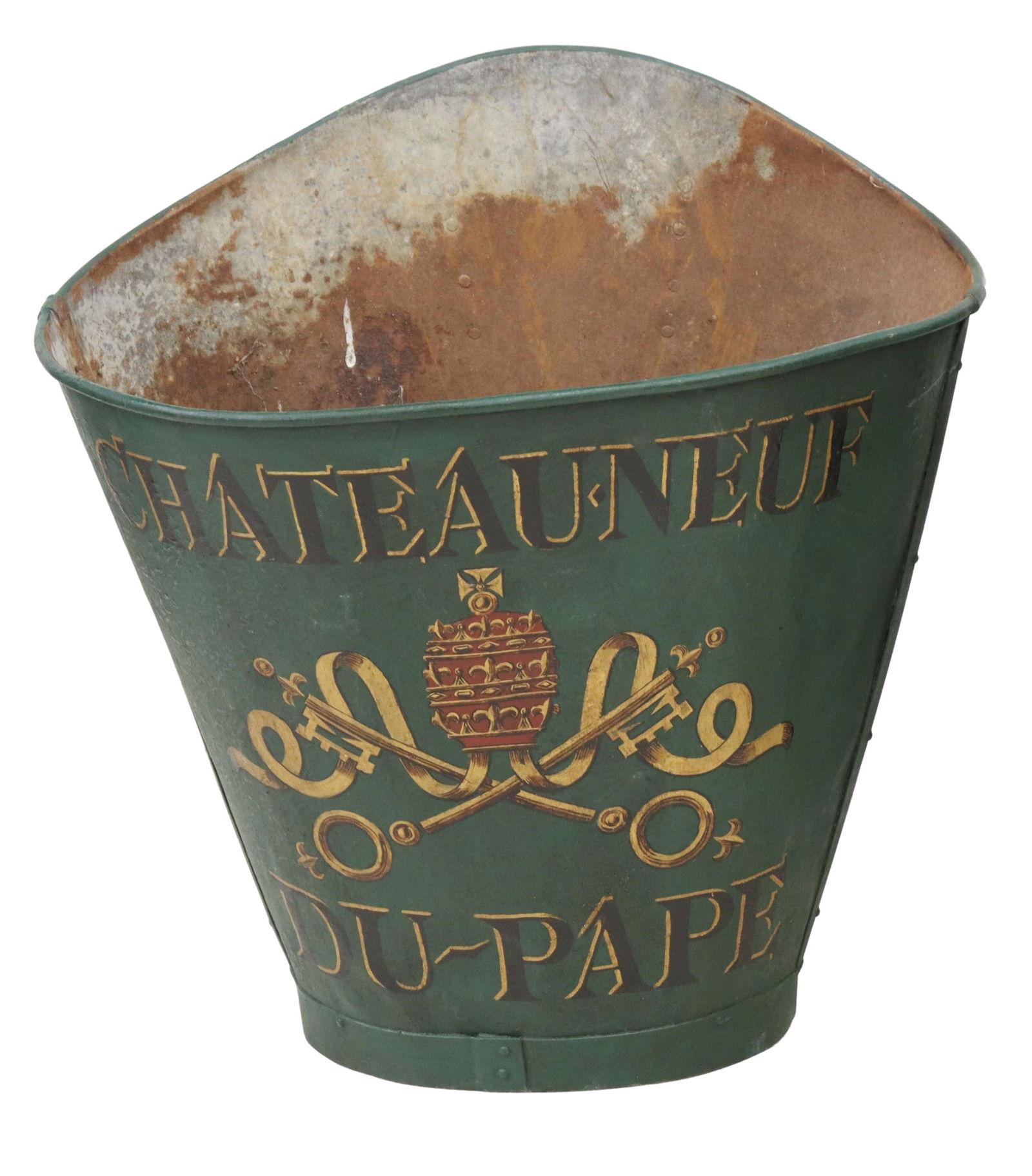 FRENCH VINEYARD PAINTED METAL GRAPE PICKER'S HOTTE (1 of 3)