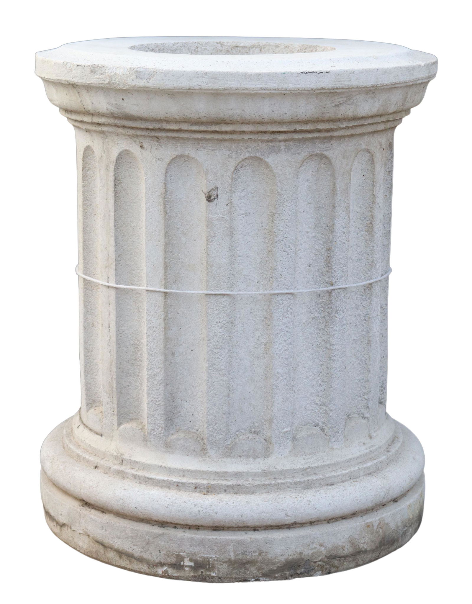 LARGE CAST STONE FLUTED PEDESTAL PLINTH, 23"H (1 of 3)