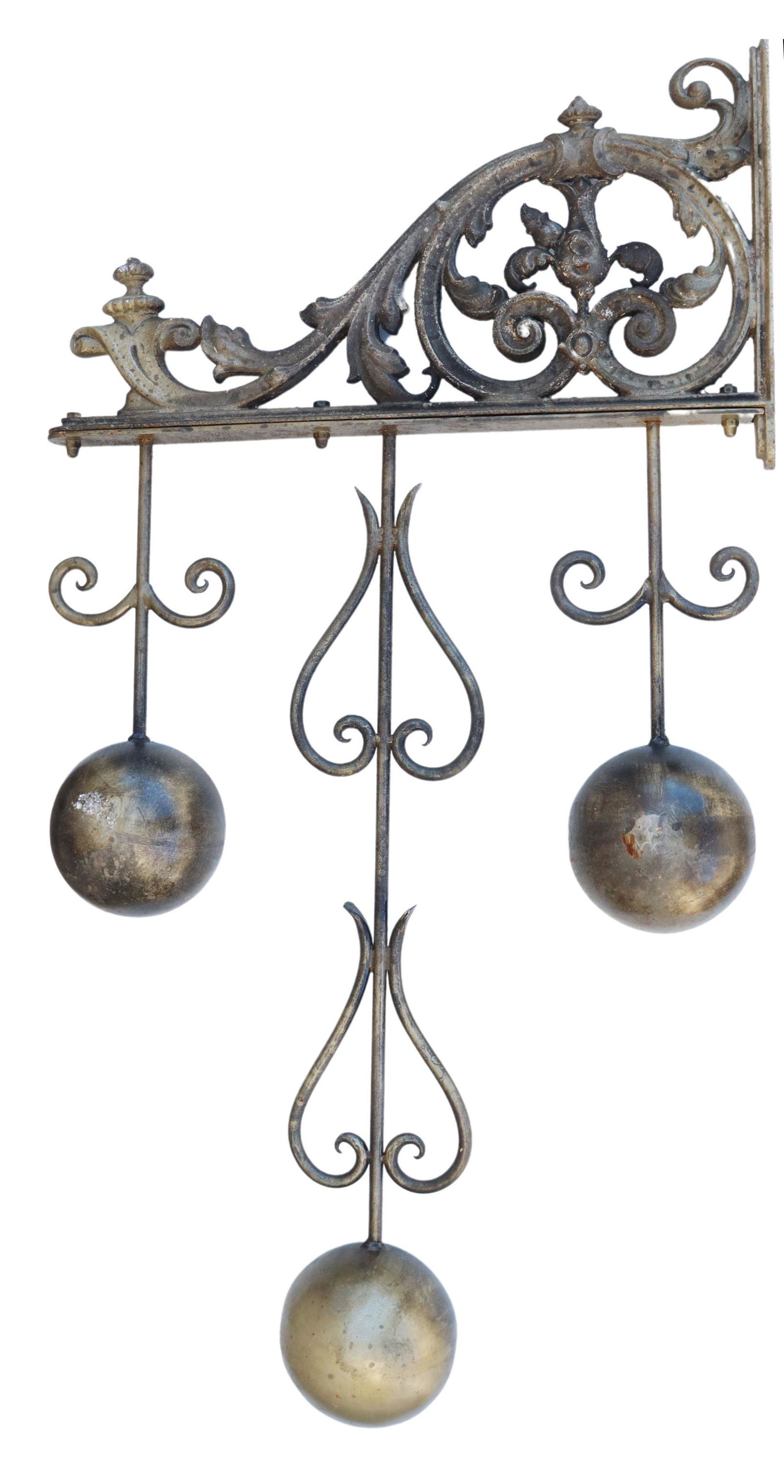 ARCHITECTURAL PARCEL GILT IRON PAWN BROKERS SIGN (1 of 2)