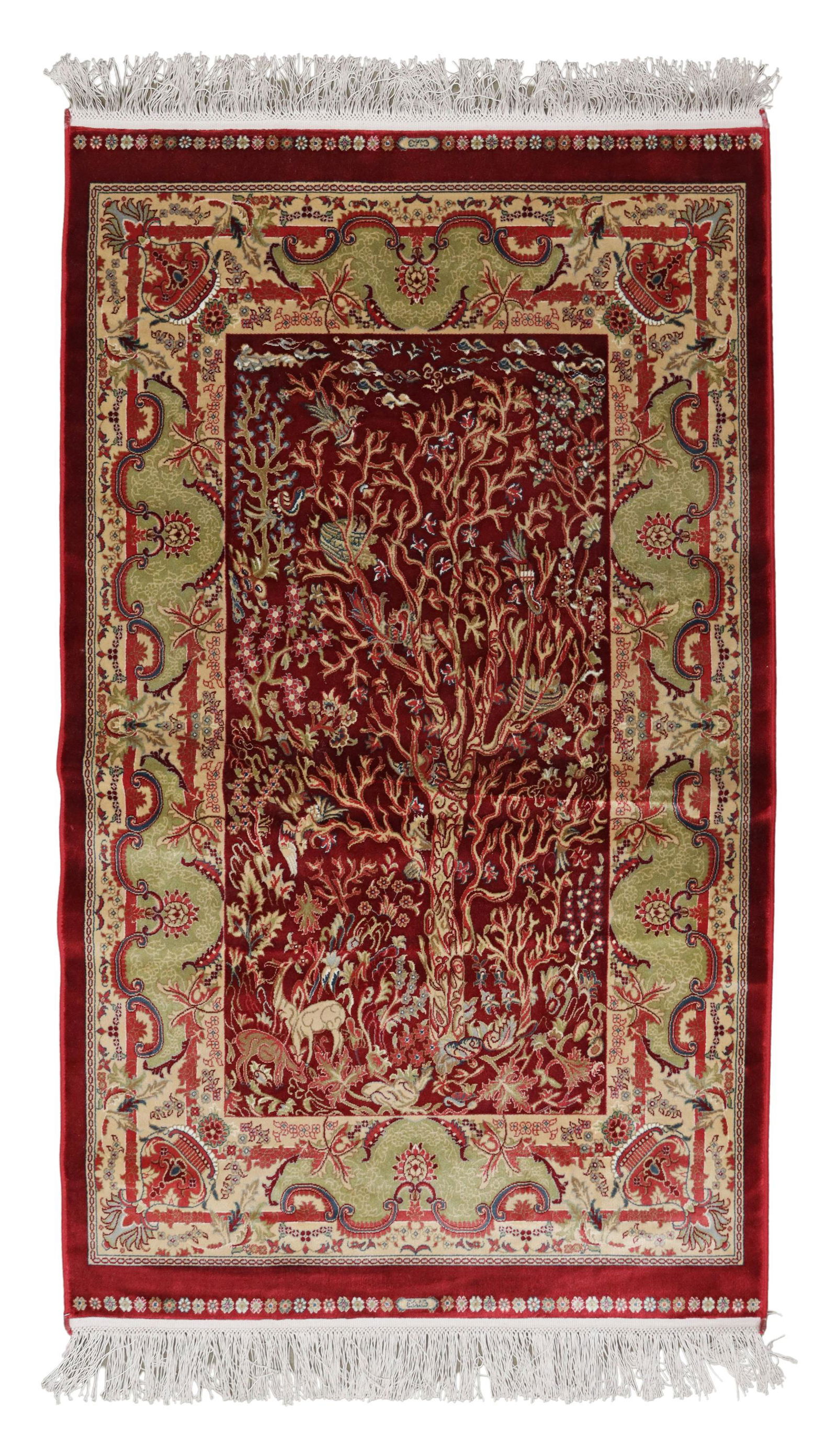 TURKISH HEREKE BAMBOO SILK RUG, 4' X 2'6.25" (1 of 3)
