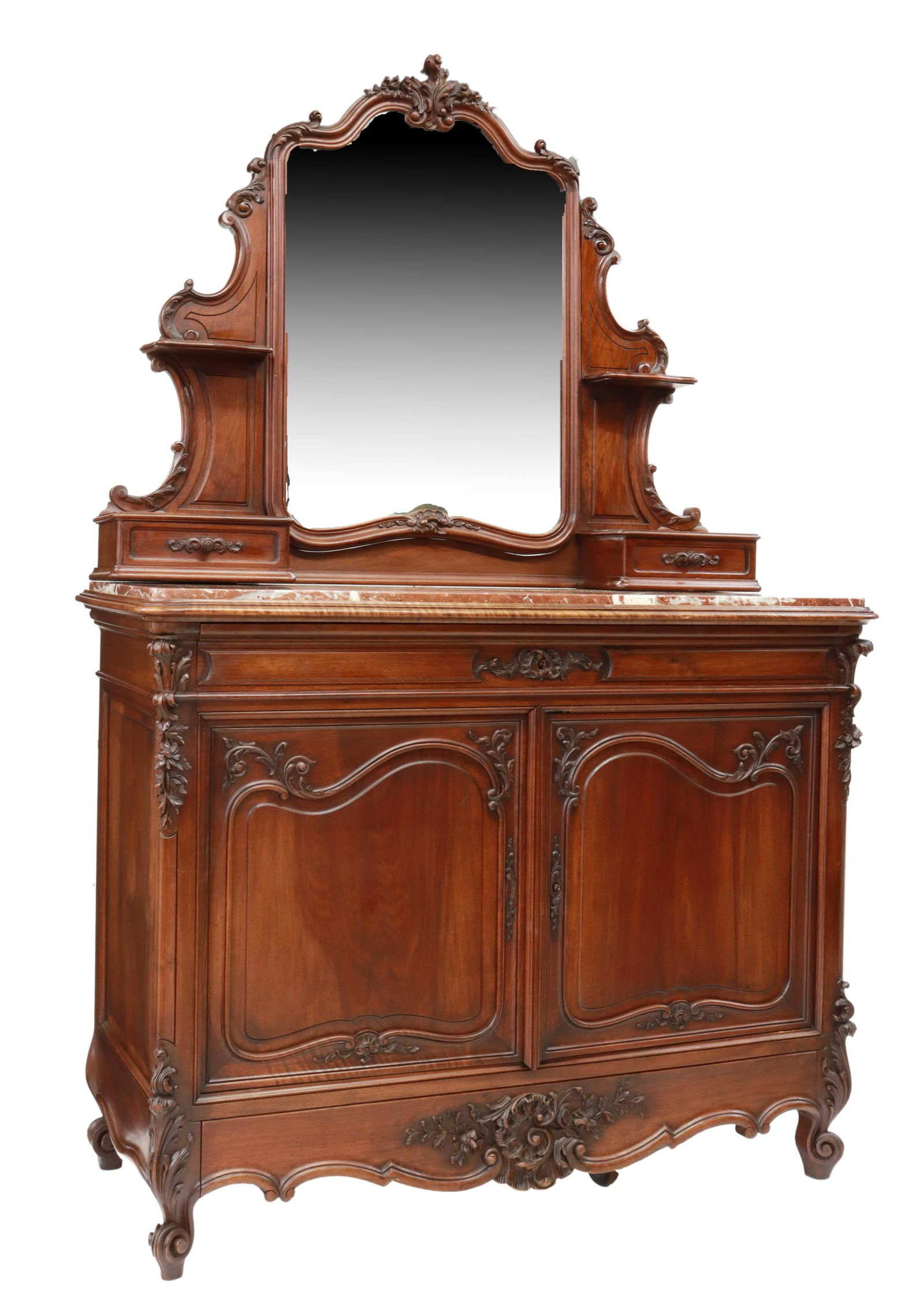 FRENCH LOUIS XV STYLE MARBLE-TOP DRESSING COMMODE (1 of 6)