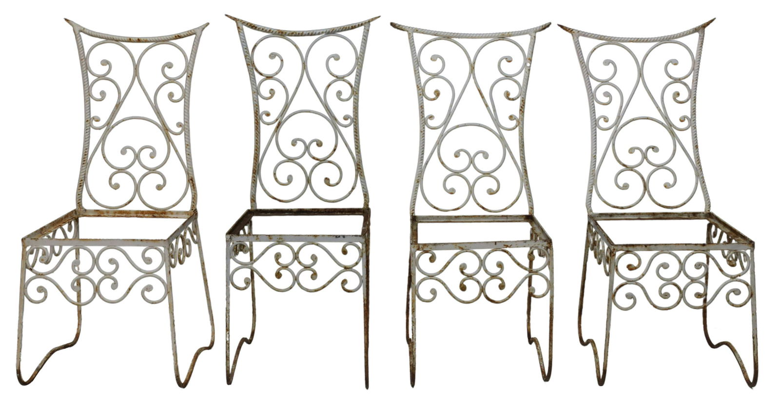 (4) FRENCH WHITE PAINTED IRON PATIO GARDEN CHAIRS (1 of 3)