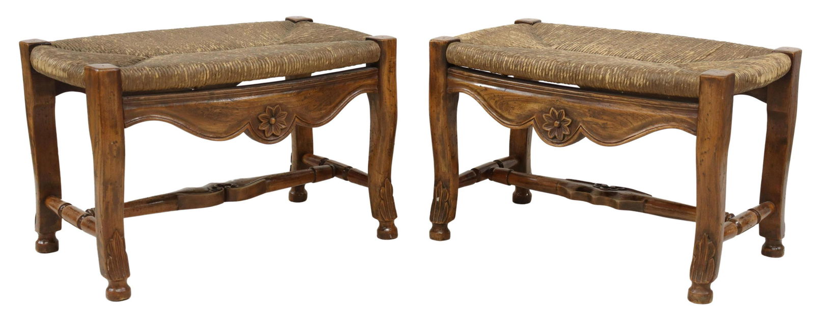 (2) FRENCH PROVINCIAL RUSH-SEAT STOOLS, 20THC. (1 of 4)