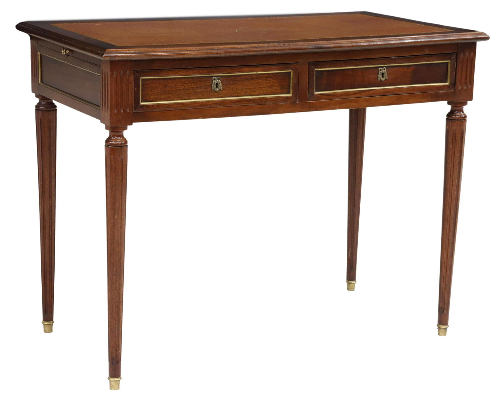 LOUIS XVI STYLE LEATHER-TOP MAHOGANY BUREAU PLAT (1 of 5)